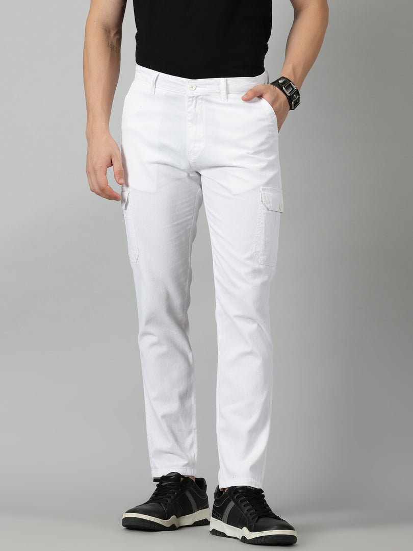 Buy Men White Regular Fit Solid Flat Front Formal Trousers Online - 84659 |  Louis Philippe