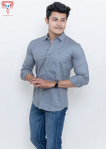 Load image into Gallery viewer, MEN&#39;S GREY COTTON PLAIN CASUAL SHIRT
