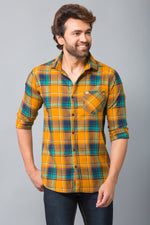 Load image into Gallery viewer, MEN&#39;S MUSTARD CHECKED FULL SLEEVE SHIRT
