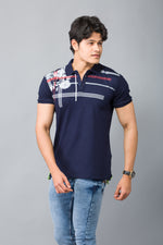 Load image into Gallery viewer, MEN&#39;S NAVY PRINTED POLO
