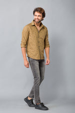 Load image into Gallery viewer, MEN&#39;S KHAKI COLOR PRINTED CASUAL SHIRT

