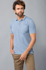 Load image into Gallery viewer, MEN&#39;S MID BLUE PLAIN POLO WITH POCKET
