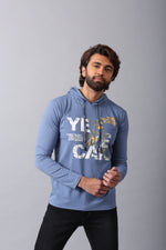 Load image into Gallery viewer, MEN&#39;S DENIM FULL SLEEVE HOODED PRINTED T-SHIRT
