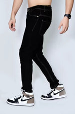 Load image into Gallery viewer, Black Regular Fit Denim Jeans For Men&#39;s
