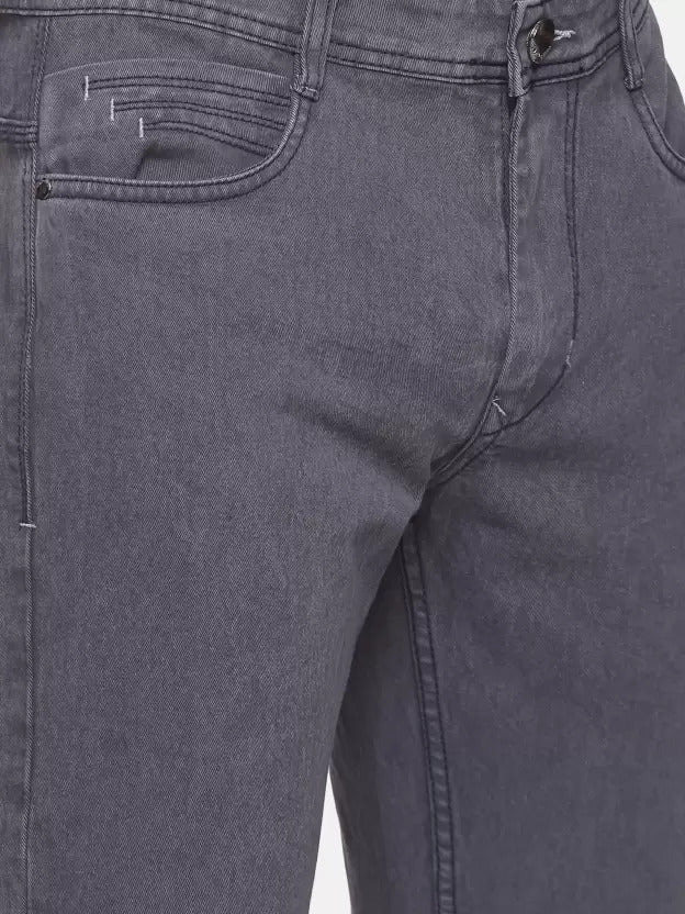 Grey Regular Fit Denim Jeans For Men's