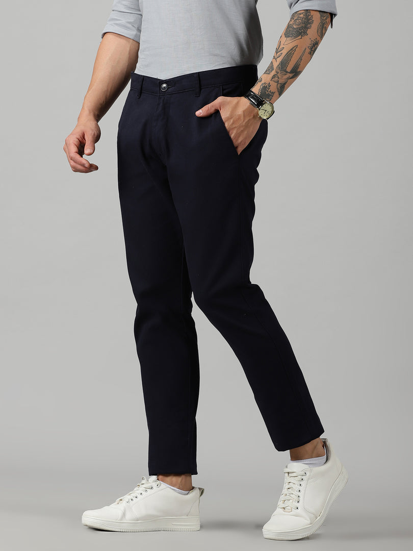 Navy Blue Cotton Trouser For Men's