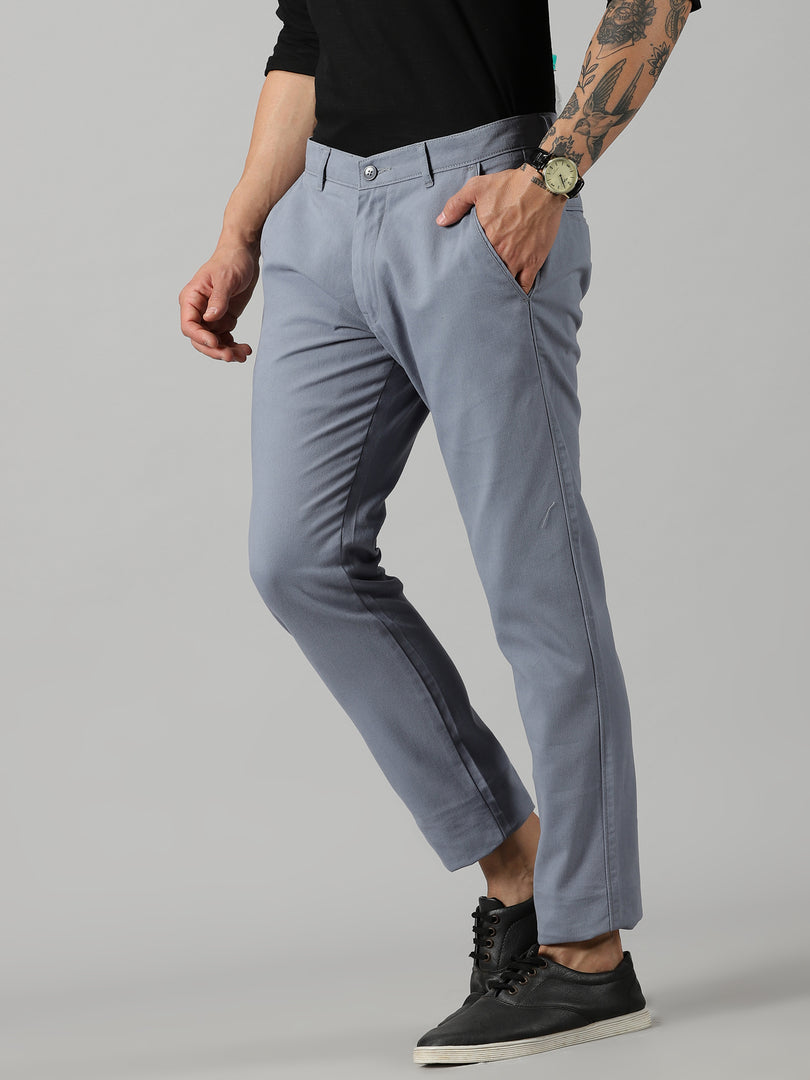 Light Blue Cotton Trouser For Men's