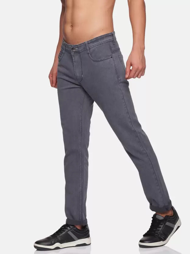 Grey Regular Fit Denim Jeans For Men's