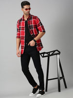 Load image into Gallery viewer, Men Checkered Casual Red Shirt

